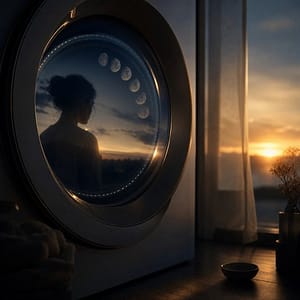 Lavatrice in funzione come simbolo dell'effetto Zeno quantistico applicato alla realtà interiore