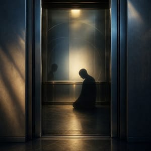 Porta di ascensore come simbolo della realtà non separata e della Coscienza che osserva l’esperienza